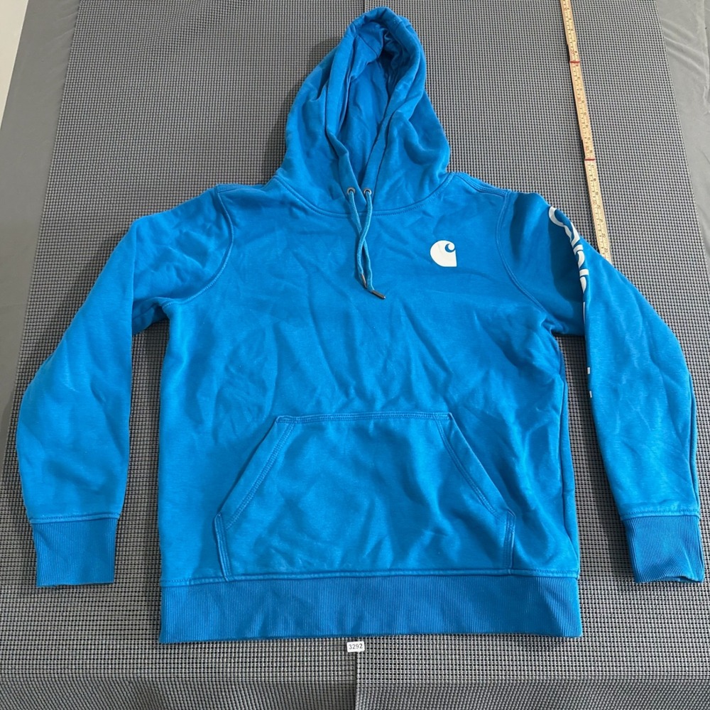 Carhartt Boys Blue Relaxed Fit Graphic Logo Hoodie Size M (8-10)